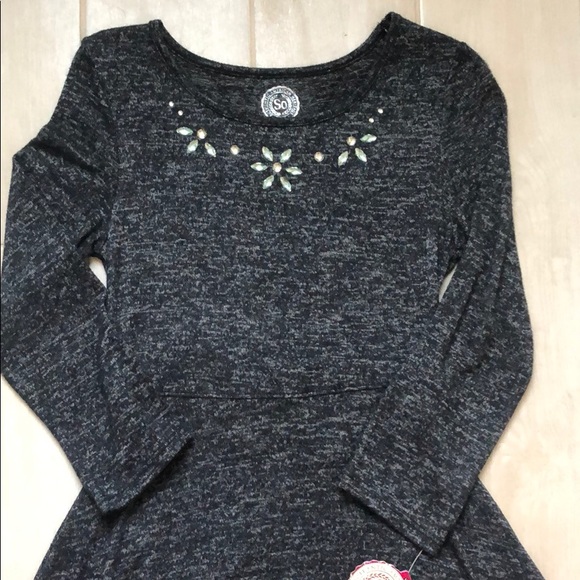 Girls Gray Soft, Flowy Dress - Picture 2 of 5